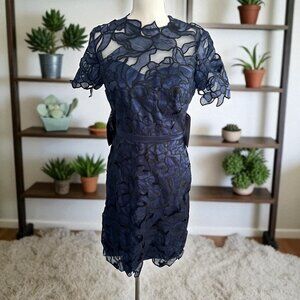 JS COLLECTIONS Blue Floral Cutout Dress Size 4 NEW New with tags